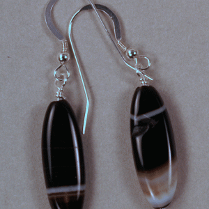 Elongated Agate Earrings on Silver Wire