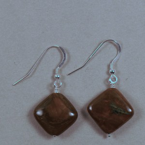 Brown Ocean Jasper Earrings on Sterling Silver Wire