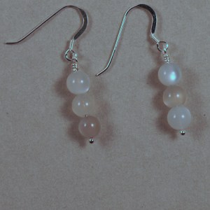 Milky white moonstone earrings on silver wire